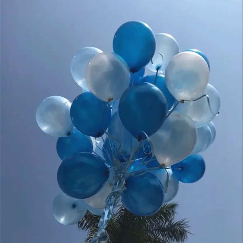 100 шт./комплект 10 дюймов плотные перламутровые воздушные шары синего и белого