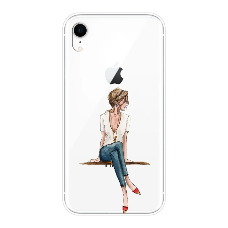 Силиконовый чехол для телефона Apple iPhone 6 S 7 8 X XR XS Max черный мягкий дорожный женский