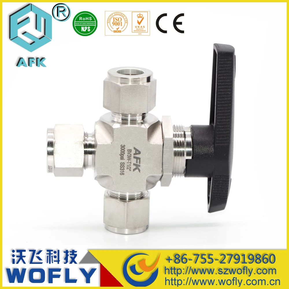 Трехходовой шаровой кран Mini ss высокого давления 3000psi 1/2 дюйма|ball valve|three way ball valvehigh