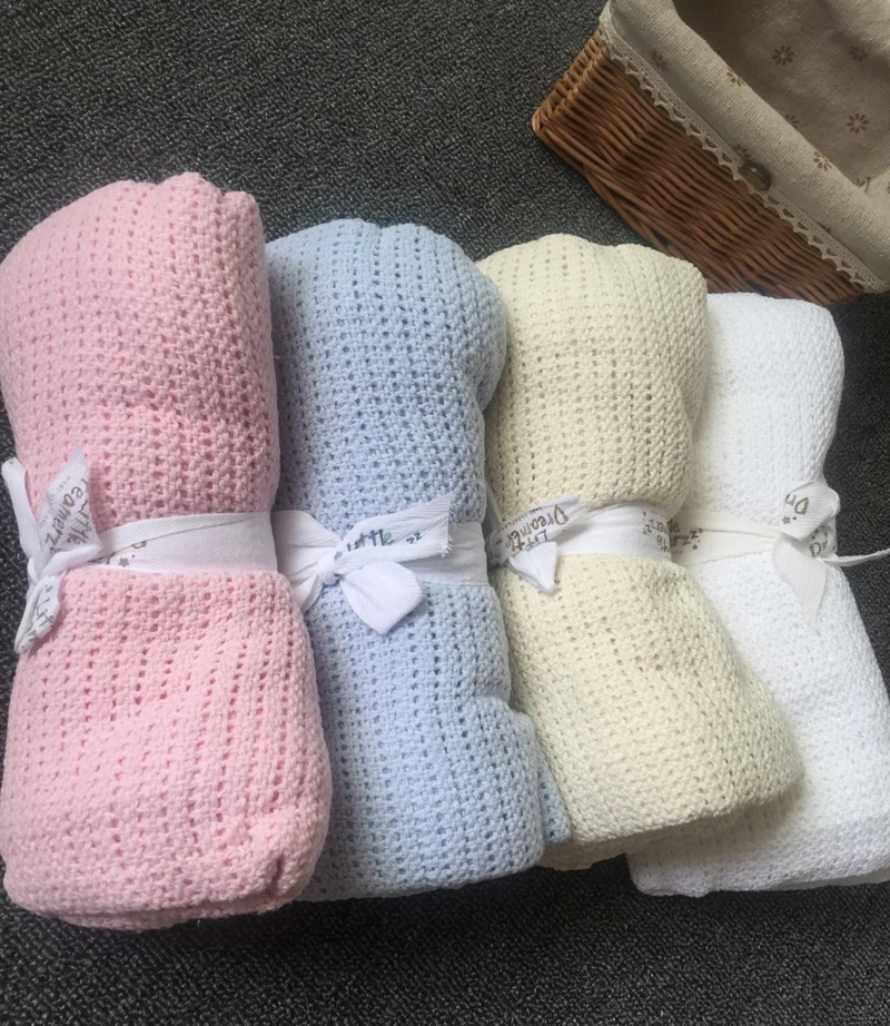 70x100cm New 100% Celluar Cotton Summer Thermal Receiving Baby Throw Nursery Blanket Newborn Knitted Swaddling Wrap Nap Blankets | Мать и