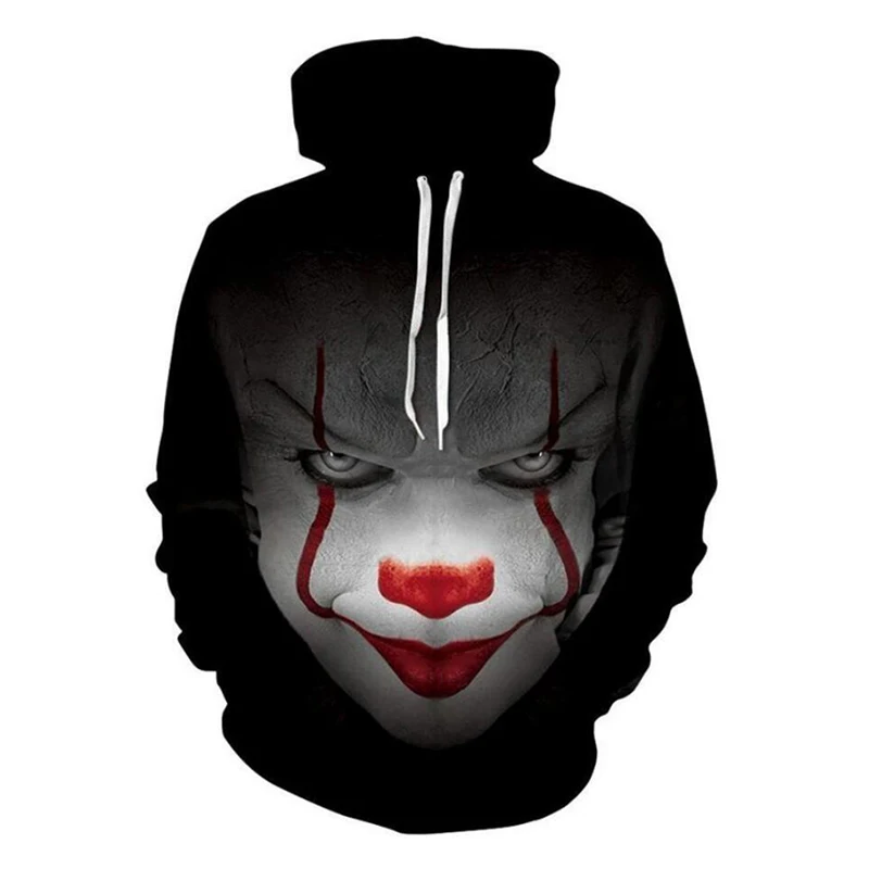 Новые Для мужчин женщин Pennywise фильм ужасов Стивена Кинга It Hoodie хип хоп ужасную