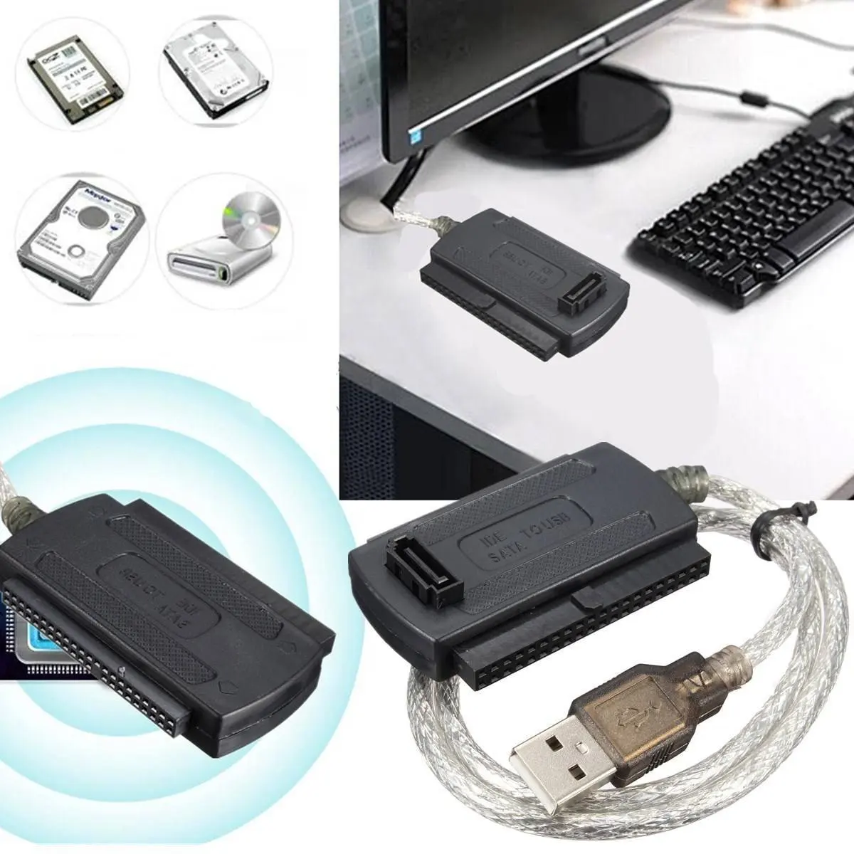 USB 2 0 Male to IDE SATA 5 &quot3 5&quot конвертер адаптер кабель жесткого диска HDD черный|ide sata