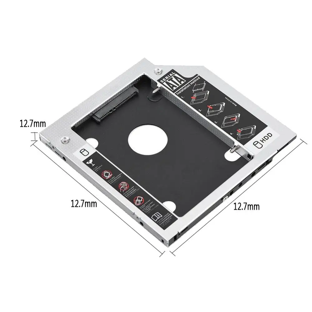 Алюминиевый Optibay 12 7 мм SATA 3 0 2 й HDD Caddy SSD CD DVD чехол Корпус для ноутбука ROM Оптический