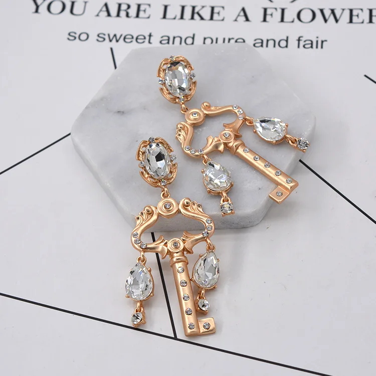 

2019 Fashion vintage key long earrings for women