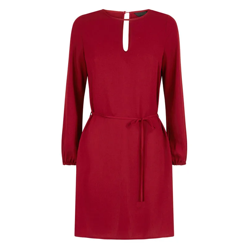 Женское платье трапециевидной формы винтажное с круглым вырезом и длинными