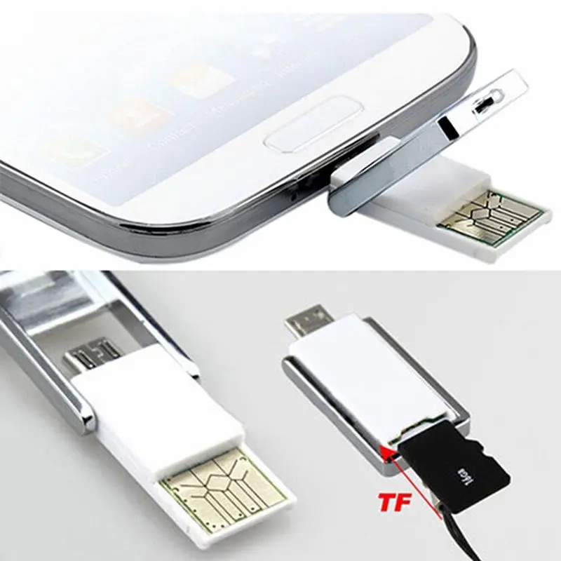 1 шт. мини 2 в MicroUSB 2.0 OTG адаптер + MicroSD TF cardreader для ПК Samsung Micro SD t-flash USB Host | Мобильные