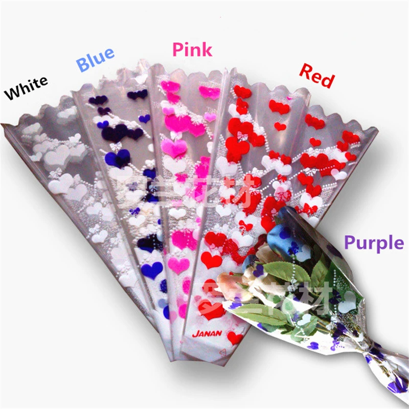 

50pc Loving Heart Style Wedding Bouquet Bag Wrapping Craft Paper Box Flowers Bags Gift Floral Packaging Materials