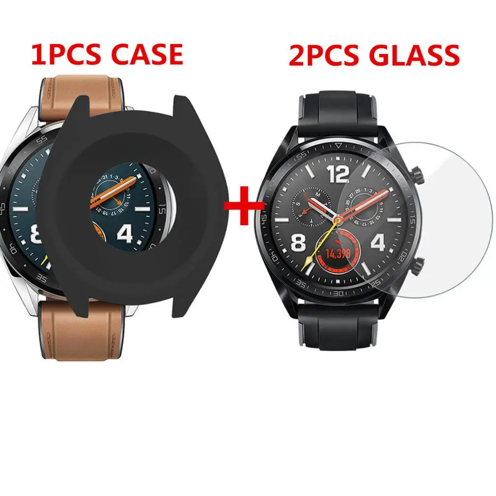 Мягкий защитный чехол + 2PC закаленное стекло Защита экрана для Huawei Watch GT цветная