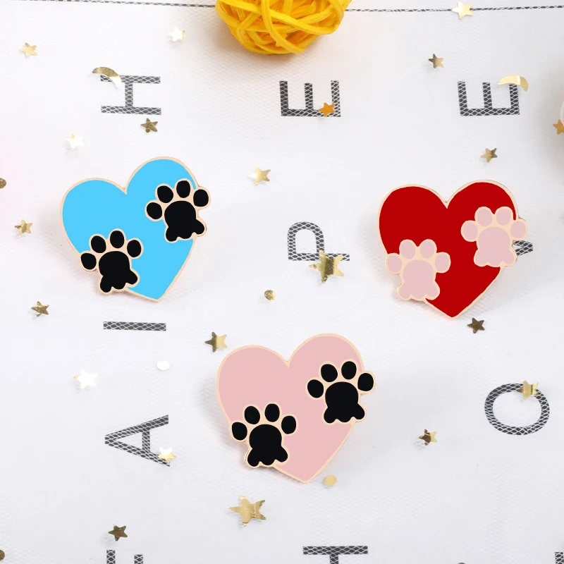 Женская Брошь с эмалью 3 цвета брошь принтом в виде кошачьей лапы розового синего