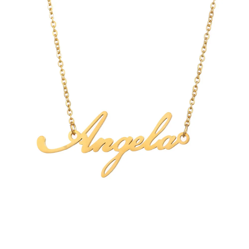 Модное ожерелье с надписью Angel Angela из нержавеющей стали|Ожерелья подвеской| |