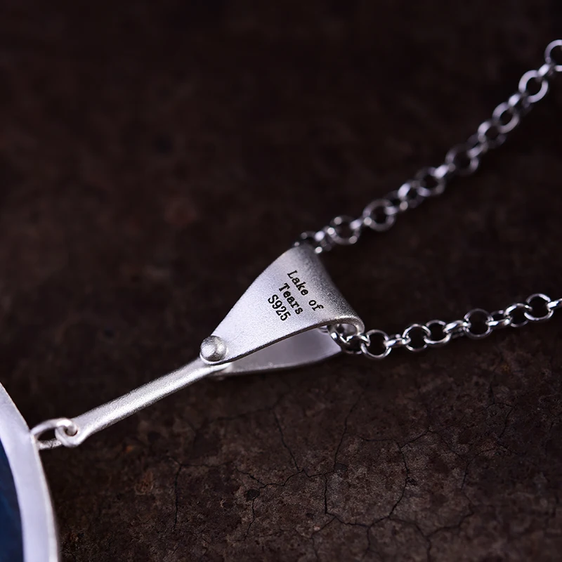 Lotus Fun реальные стерлингового серебра 925 натуральный Лабрадорит ручной работы Fine Jewelry озеро слезы кулон без Цепочки и ожерелья Для женщин