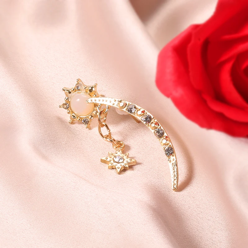 2 шт./компл. винтажные серьги с Луной и звездами набор для женщин кристалл опал
