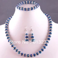 hot free shipping new 2014 fashion style diy 8x10mm blue crystal faceted beads necklace bracelet earrings my5213