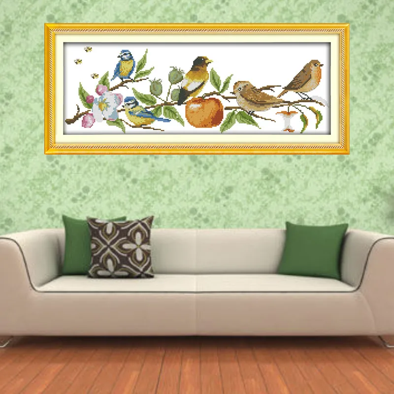 Картины птицы на дереве 11CT Печать холсте вышивка крестиком китайские комплекты