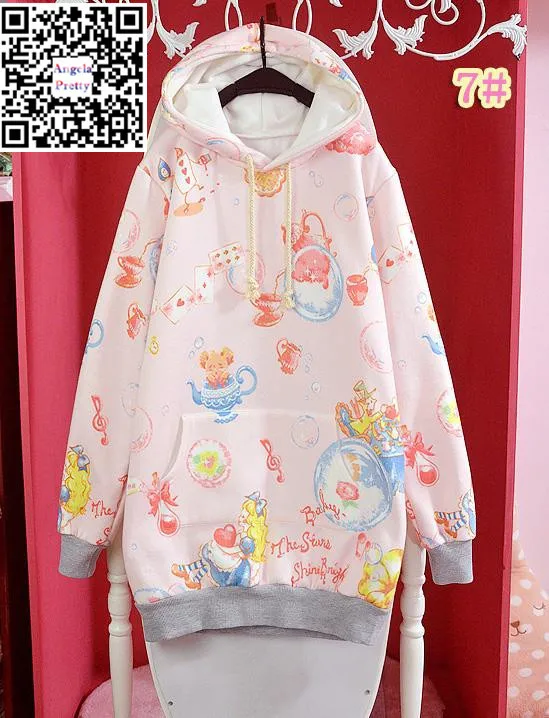 5 стилей Япония Харадзюку толстовки мягкая сестра Милая чашка торт Kawaii милые кофты для девочек зимние флисовые очаровательные женские пуловеры