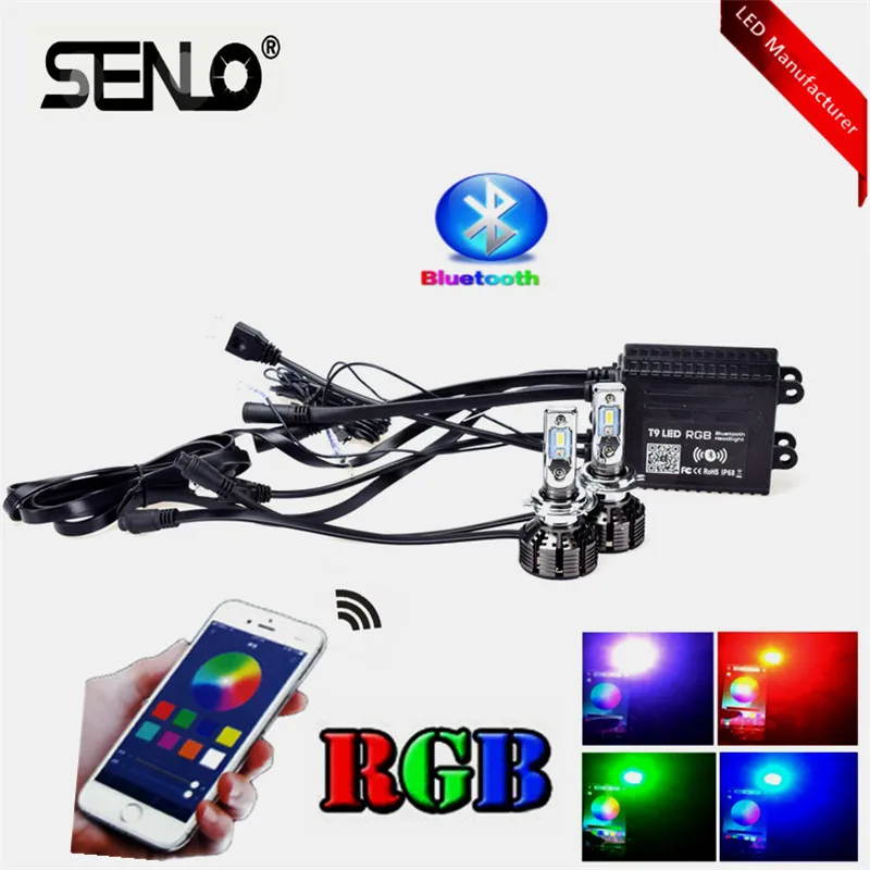 H7 светодиодный фар автомобиля лампы RGB H8 H11 control app Bluetooth H1 H3 HB3 hb4 автомобиля светодиодный лампы muticolor светодиодный ксеноновая передняя фара белый