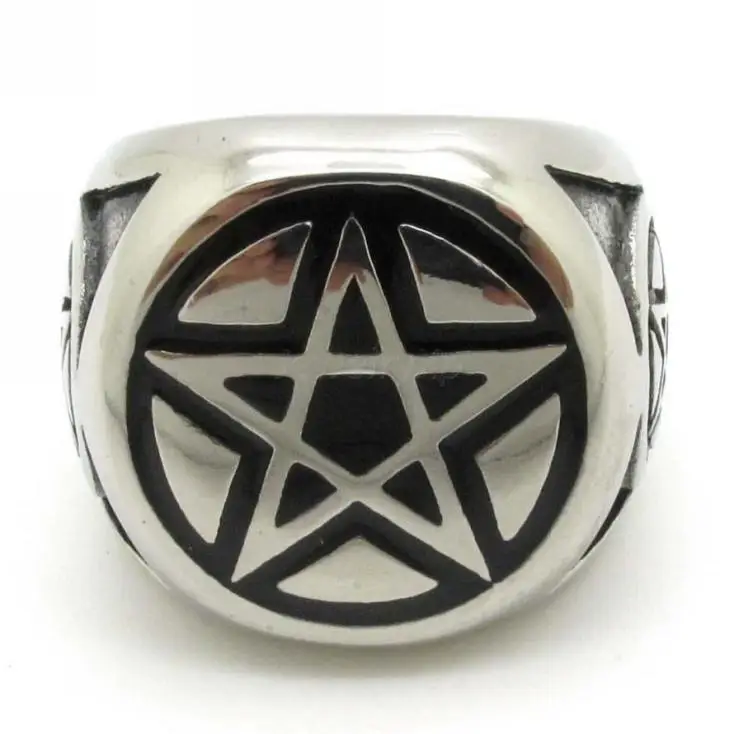 Топ Доставленных Новый Стиль Мужская Байкер ET Инопланетные Pentagram Кольцо