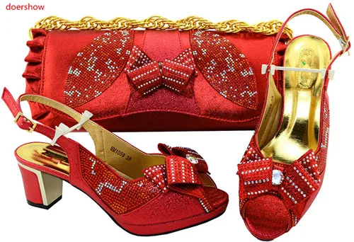 

doershow African redMatching Shoes and Bags Italian In Women Shoes and Bag Set African Sets Nigerian Shoes and Matching!SVP1-25