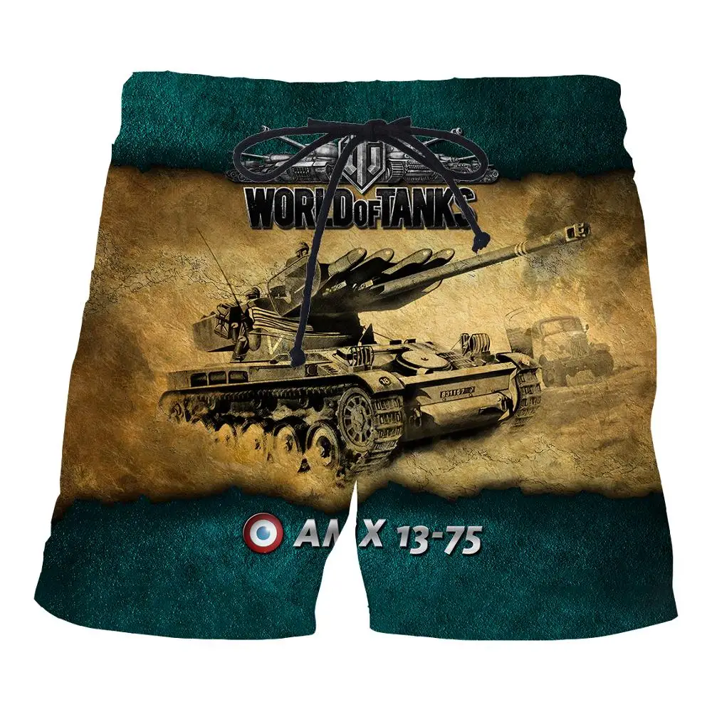 Пляжные шорты World Of Tanks мужские повседневные с забавным 3D принтом модные летние