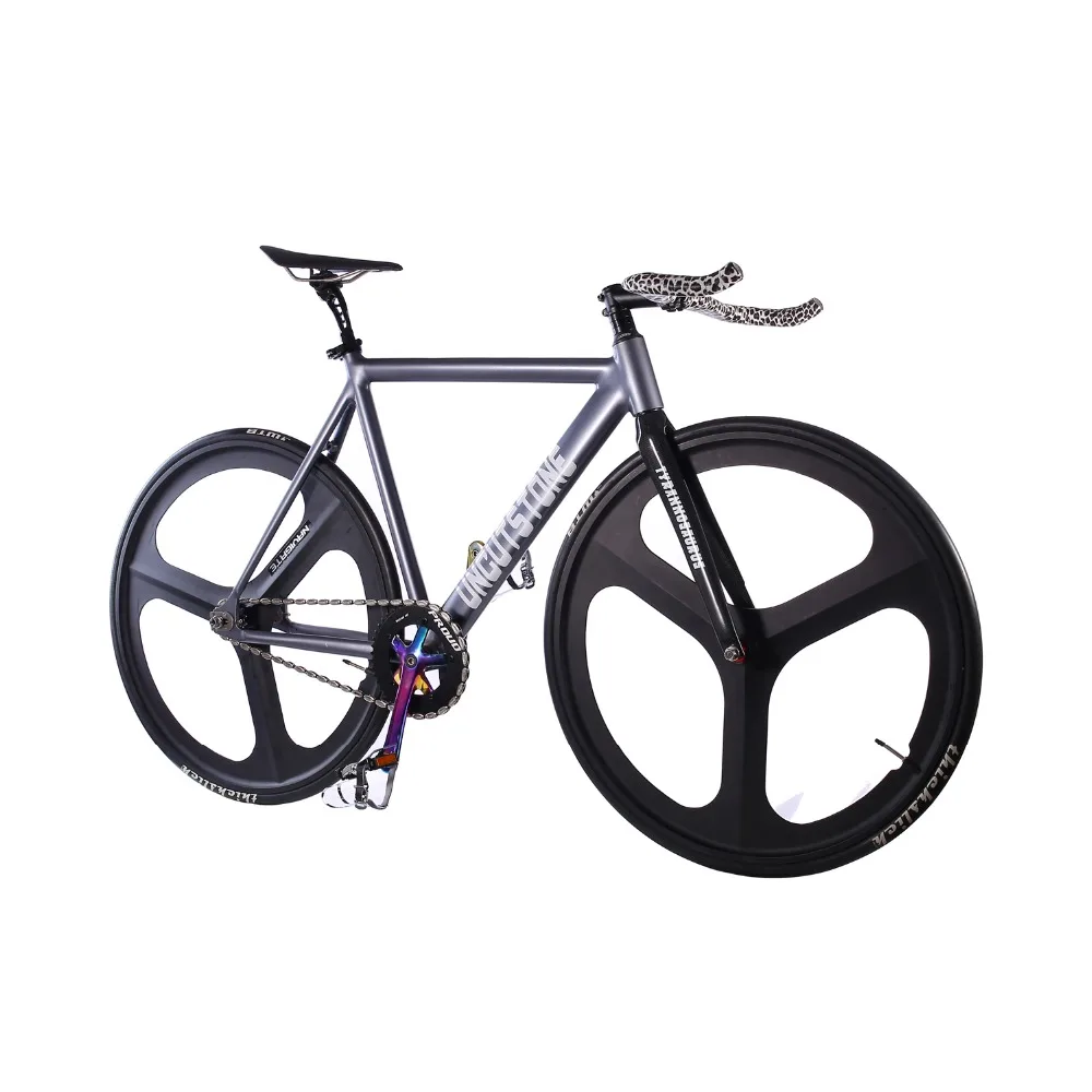 TRACK Bike 54CM DIY 700C Fixie frame Aluminum alloy Fixed Gear Bike Track Bicycle Magnesium Alloy wheel