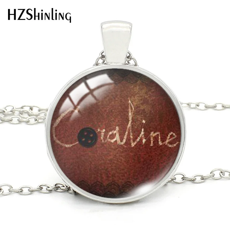 Coraline For Women Any Gift Fashion Silver Plated Glass Necklace Coraline Ghost MAMA Movie Pattern Glass Jewelry Gifts