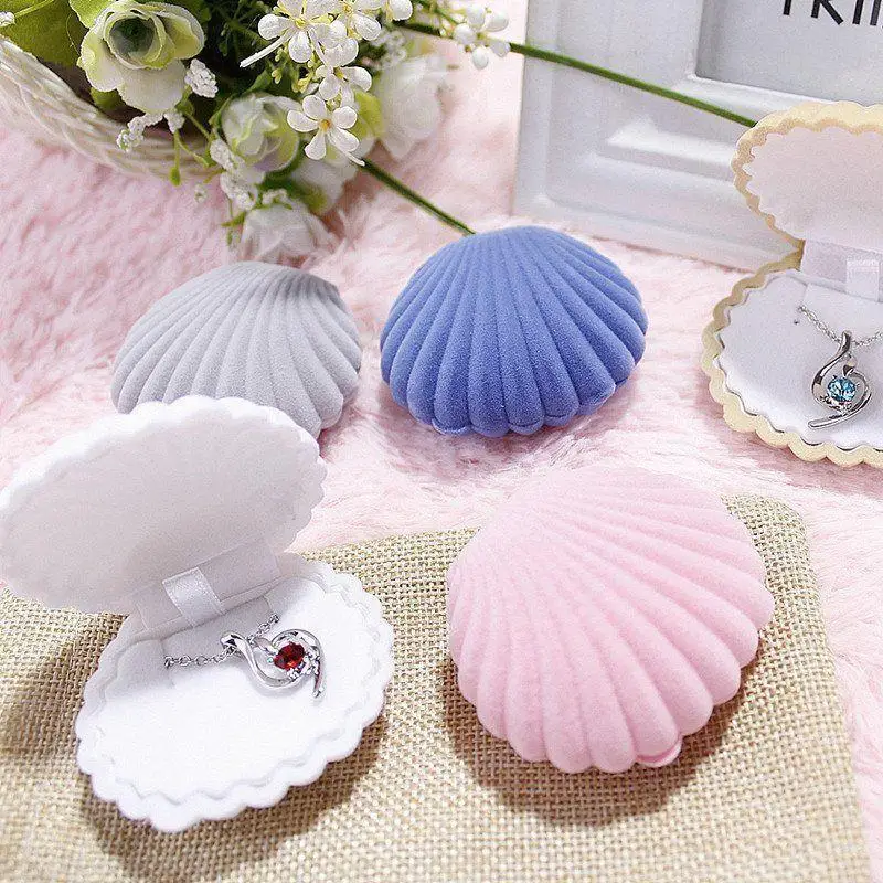Hoomall шкатулка для ювелирных изделий с ракушками дизайн бархатное Кольцо Серьги