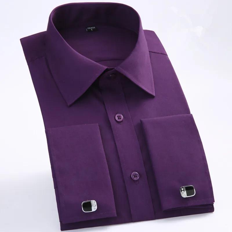 Фиолетовая однотонная Модная рубашка высокого качества мужские рубашки с