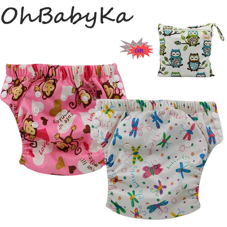 Ohbabyka/2 шт.; тренировочные брюки одного размера для мальчиков и девочек; детские спортивные брюки; впитывающие подгузники для малышей; 1 сумка для подгузников - Цвет: XLK0710