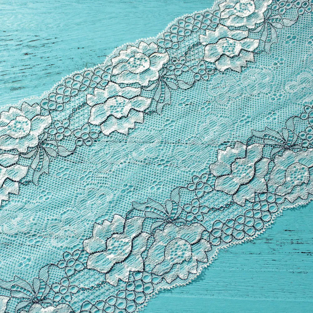 Нейлоновая эластичная растягивающаяся кружевная отделка ширина 16 см 1 ярд для