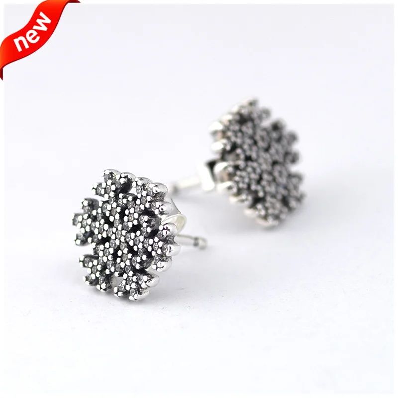 

Snowflake Stud Earrings 100% 925 Sterling Silver Fashion Jewelry For Women Free Shipping