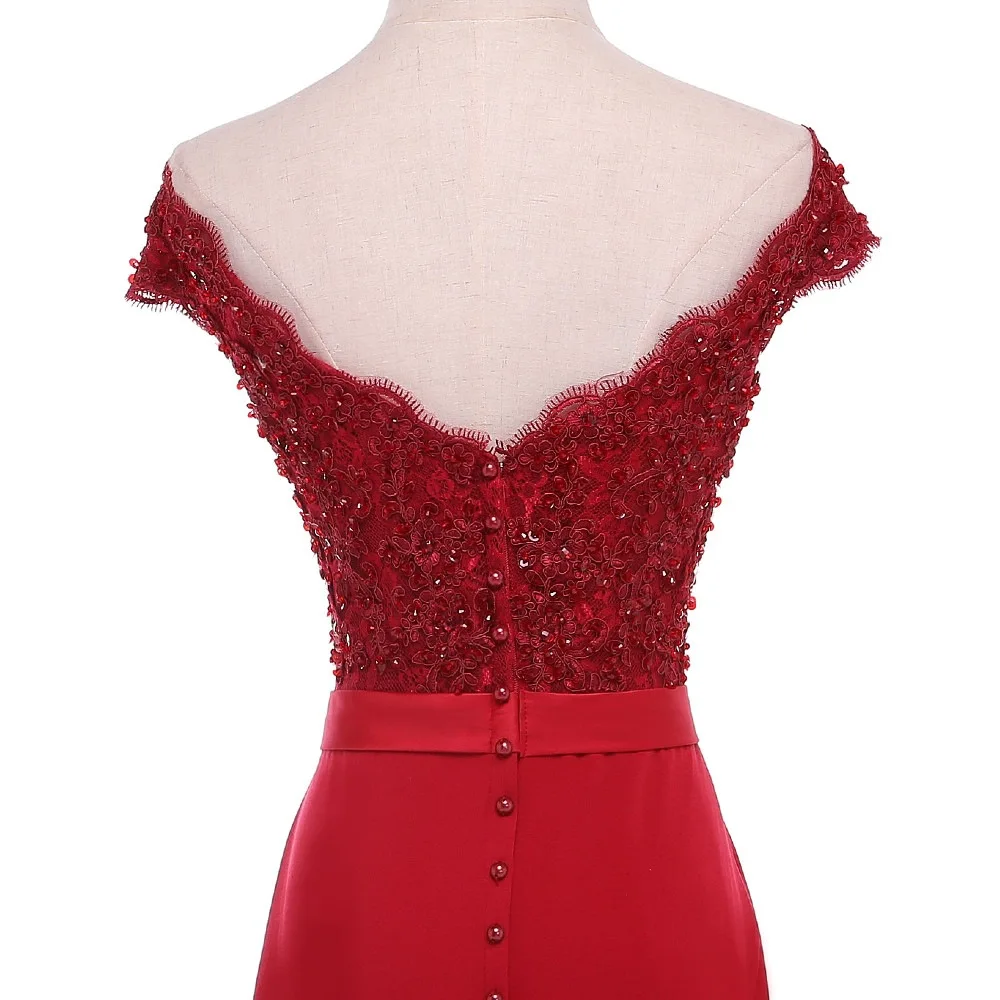 Винтажное кружевное платье для подружки невесты Бордовое с рукавом крылышком