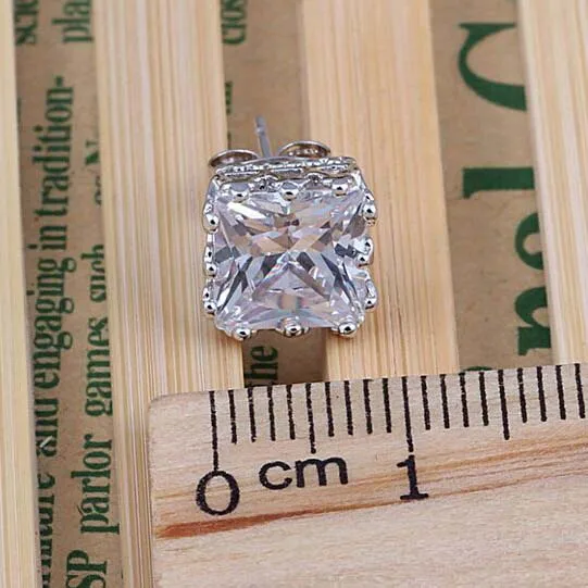 

Square Four Color Options AAA+ CZ Stone Cute Stud Earrings Best For Women