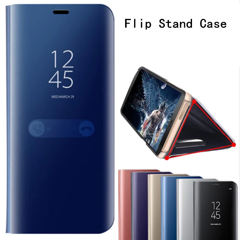 Прозрачный зеркальный умный чехол для samsung S10 PLUS S9 J6/J4 NOTE8 A6 J7 PRO J5 J3 S7 EDGE A9 кожаный флип-чехол с подставкой