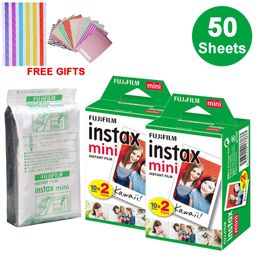 50 Sheets 10-100 листов Fujifilm Instax Mini White Edge пленка мгновенная фотобумага для Instax Mini 8 9 7s 9 70 25 50s 90 SP-1 2 камеры подарки - Цвет: 50 Sheets