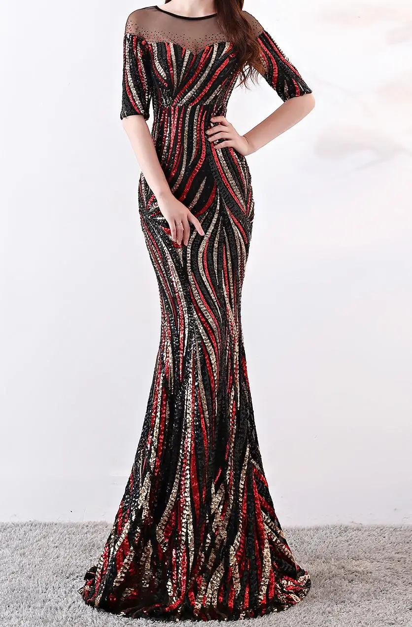Vestidos mujer половина из сетчатой ткани, специальное предложение Вадим Zanzea Макси платье новые осенние вечерние пикантные женские босоножки для ночного клуба с блестками и длинными «рыбий хвост» - Цвет: Black red strips
