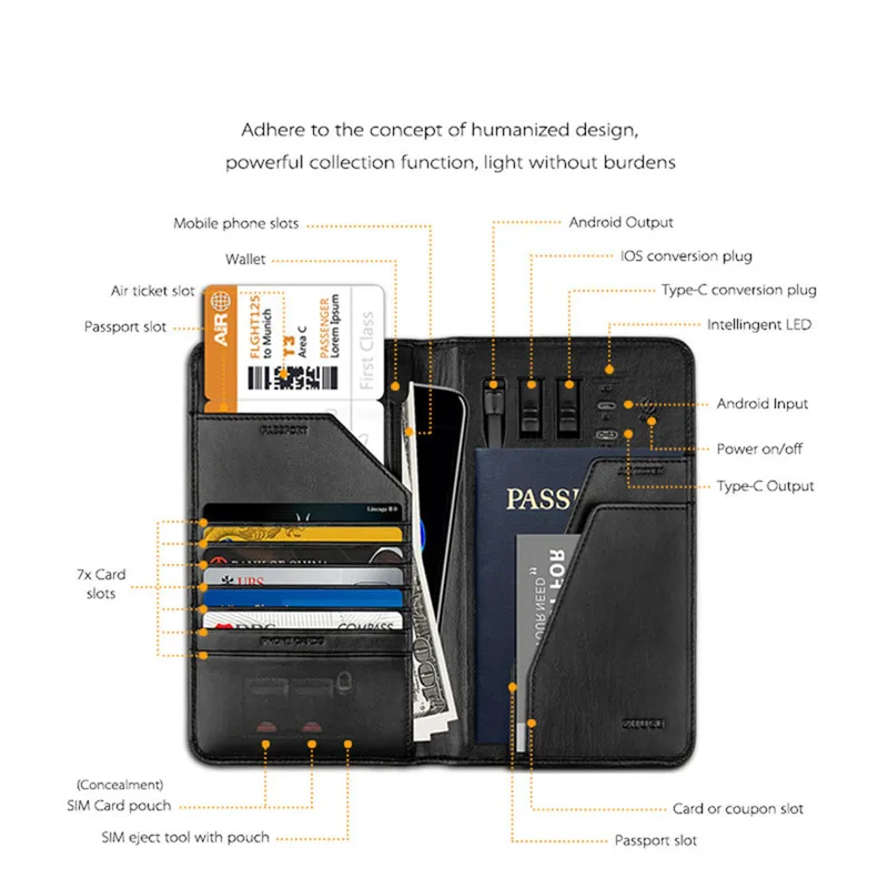 BYCOBECY 2019 Новый PU Смарт кошелек с Iphone и Android ёмкость 10000 мАч Творческий женские
