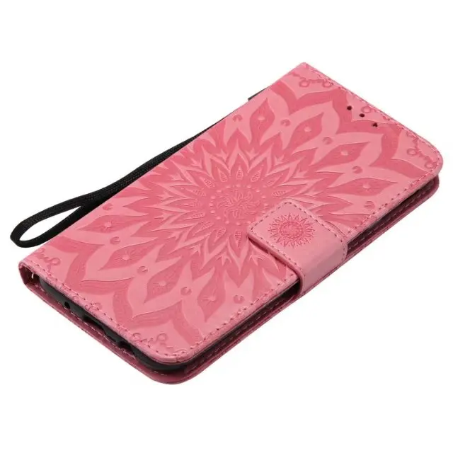 Чехол из искусственной кожи с тиснением в виде подсолнуха для Samsung Galaxy S8 Plus S7 S6 Edge