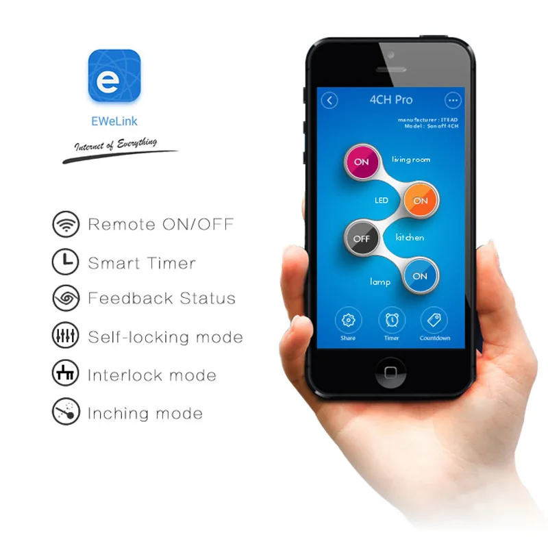 Sonoff 4CH Pro& Pro R2 умный Wifi переключатель домашний 433 МГц RF Wifi светильник 4 комплекта 3 режима работы инчинг Блокировка с Alexa
