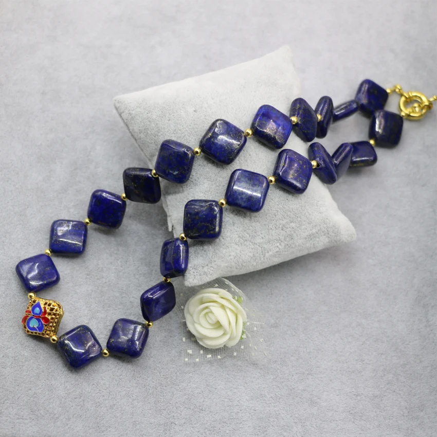 Женское Ожерелье с квадратными бусинами элегантная цепочка из натурального