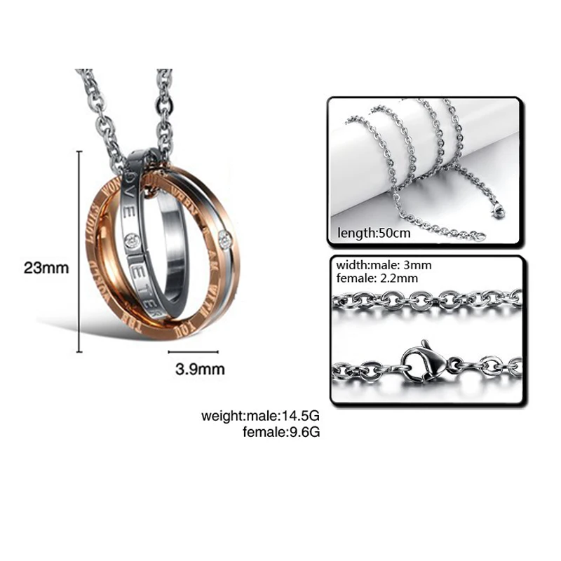 Женская подвеска из нержавеющей стали цвета розового золота в романтическом