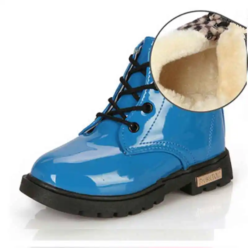 Brand New Boys Girls Snow Winter Ankle Boots For Children Shoes PU Leather Flats Heels Martin Booties Size 21-36 Little Big Kids | Детская