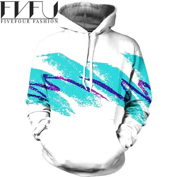 Мода 2017 г. Для мужчин с 3D Толстовки родниковая вода сине белые пуловер свободные