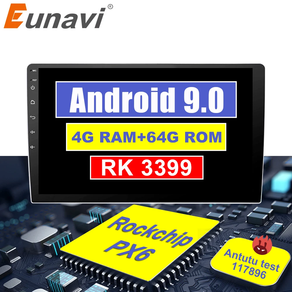 Eunavi 1 Din 6 core Android 9 0 Универсальный 4 ГБ ОЗУ 64 г ПЗУ Автомобильная Радио компьютер gps
