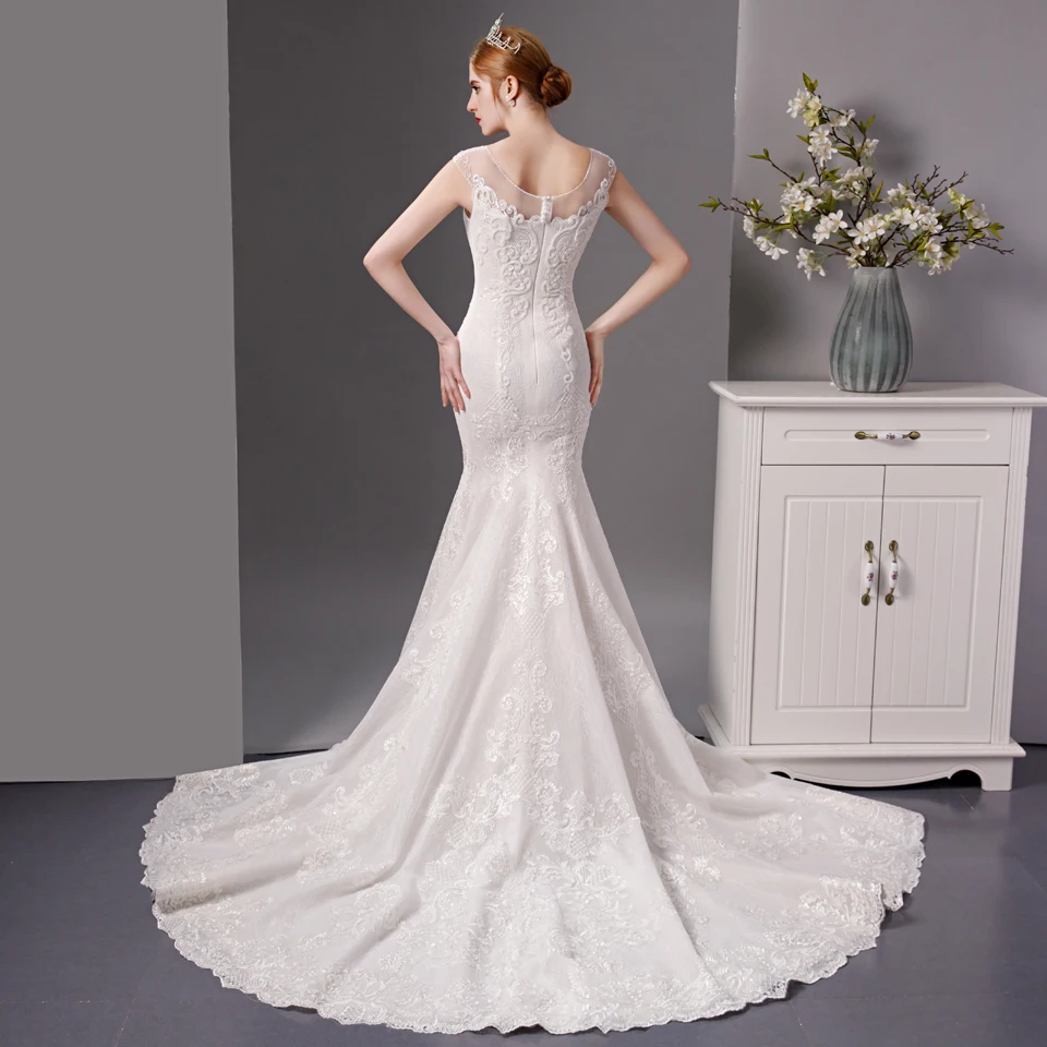 Женское элегантное свадебное платье потрясающее русалки с бусинами 2020 блестящее