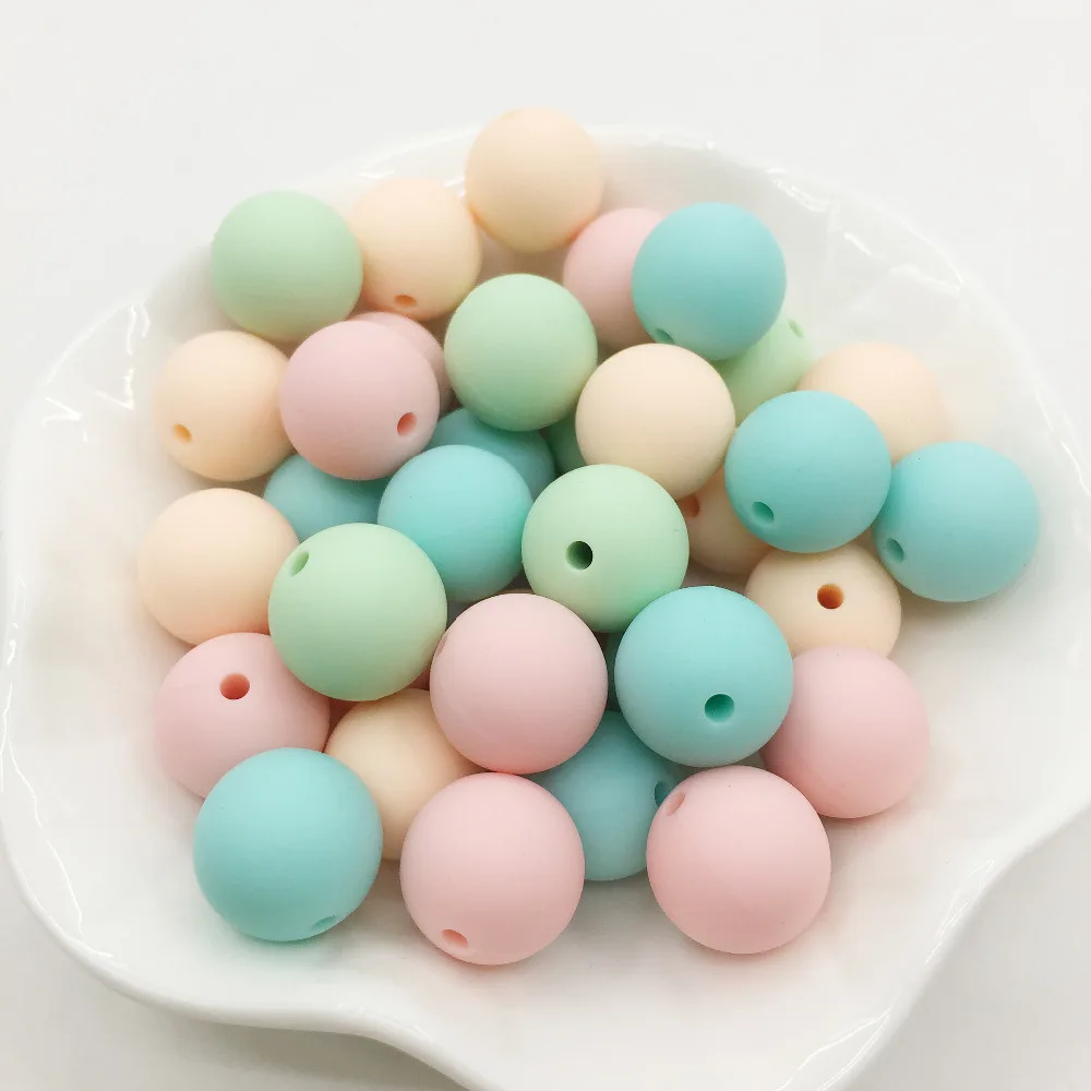 

15MM Candy Silicone Beads Girls Baby Teething Beads 15mm Safe Food Grade Teething 10mm/12mm/15MM Round Silicone Beads 100pcs/lot