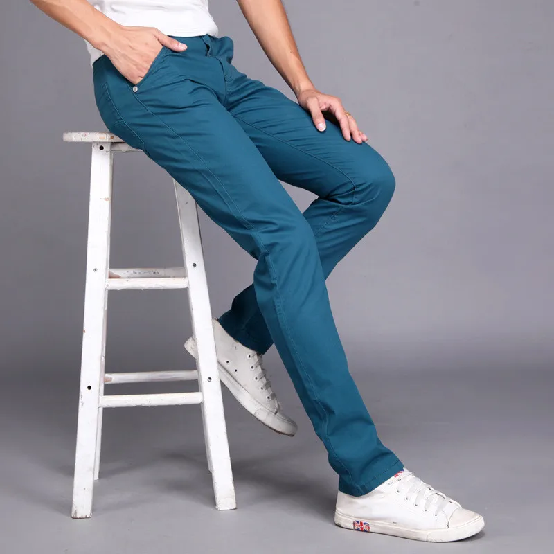 New Thin Pants Men Business Casual Pants Plus Size Cotton Slim Straight Summer Fashion Solid Color Trousers Men