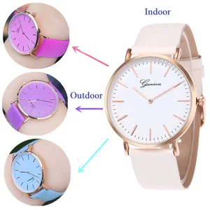 Модные дизайнерские часы с прямым солнечным светом, меняющие цвет, Спортивные Повседневные часы, ультрафиолетовые Кварцевые женские наручные часы
