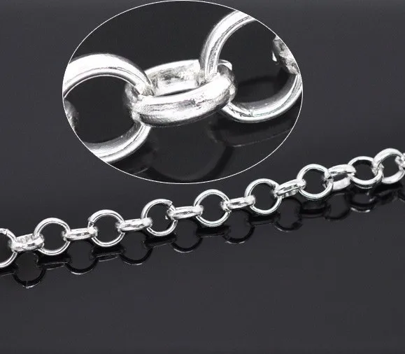 Free shipping! 3mm  silver plated Bulk Supplies Metal Findings Necklace chain Circle O cross Rolo Link chains for jewelry