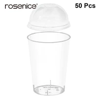 50pcs milk tea cup hard plastic disposable drinking transparent takeaway juice cups with lid for iced coffee sodas 300ml