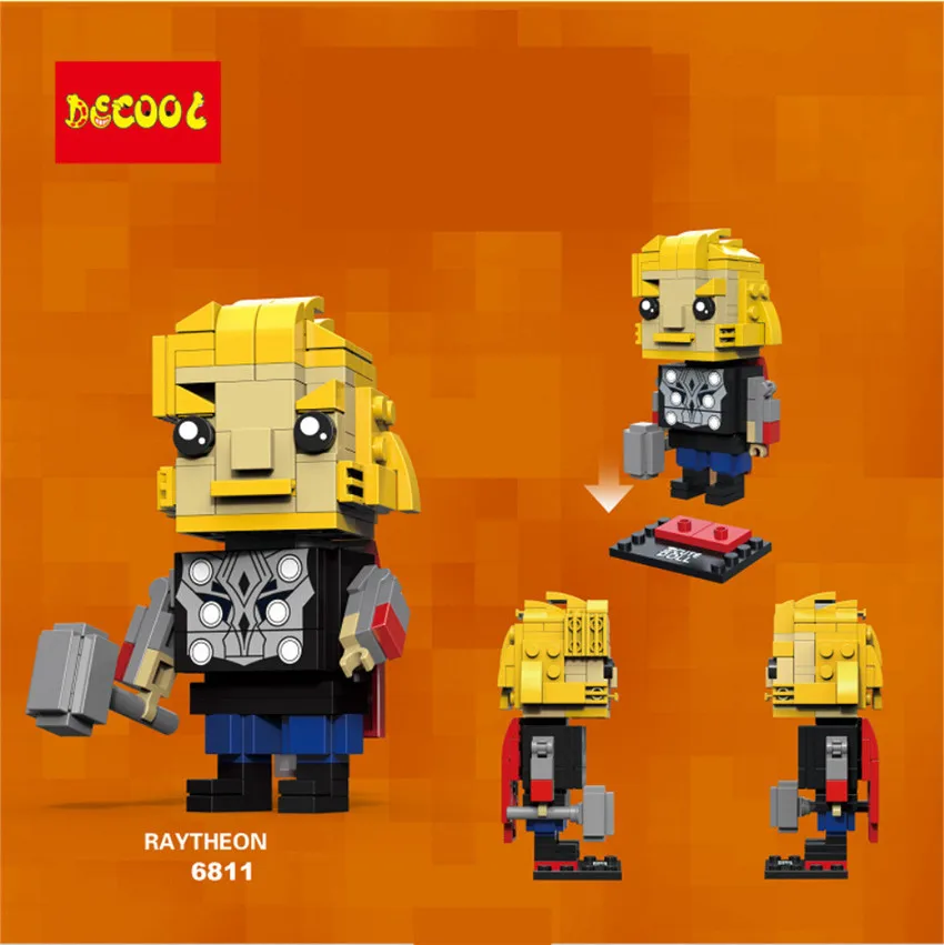 DECOOL 6 шт./лот Dragon Block Dark World Droll Super Hero Thor Bircks строительный блок комплект милый робот кукла для детей